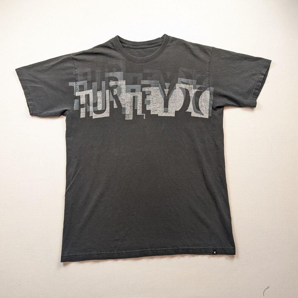 Y2K Hurley Faded Black Surf Skate Tshirt Size Small/Medium
